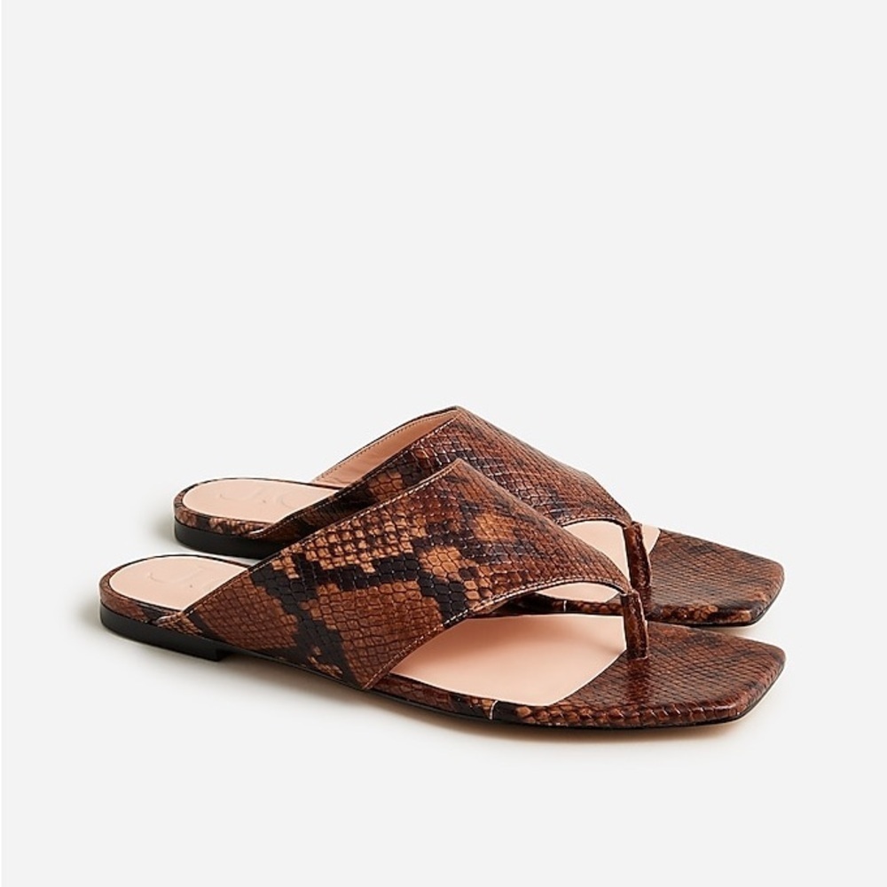 J Crew New Capri wide thong sandals in snake-embossed leather BX892
